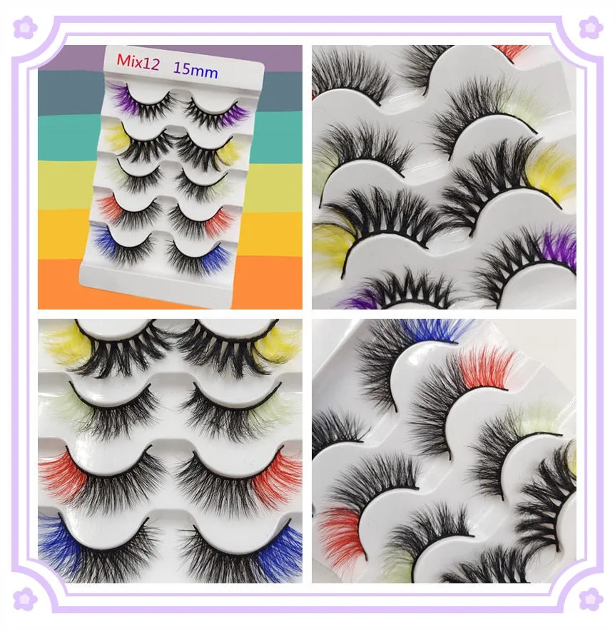5 Pairs Colored Eyelashes