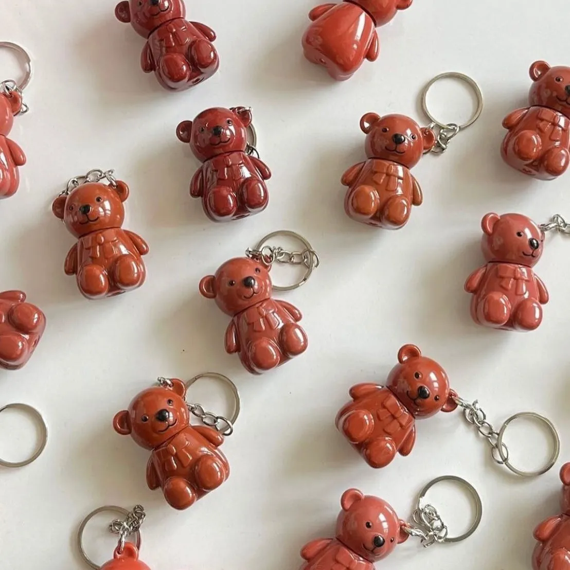 6pcs Korean Bear Keychain Lip Gloss Waterproof & Long-lasting 2 in 1 Lip Gloss