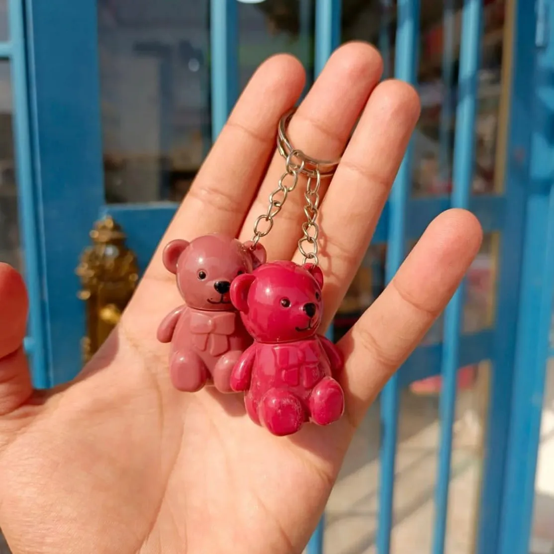 6pcs Korean Bear Keychain Lip Gloss Waterproof & Long-lasting 2 in 1 Lip Gloss