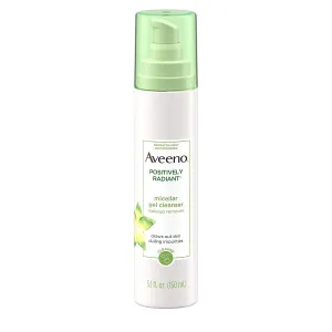 Aveeno Positively Radiant Micellar Gel Cleanser Makeup Remover 5.1 oz