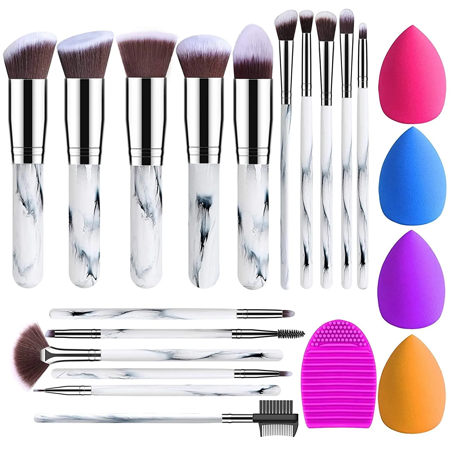 BESTOPE Makeup Brushes 16PCs Makeup Brushes Set with 4PCs Beauty Blender Sponge and 1 Brush Cleaner Premium Synthetic Foundation Brushes Blending Face Powder Eye Shadows Make Up Brushes Tool