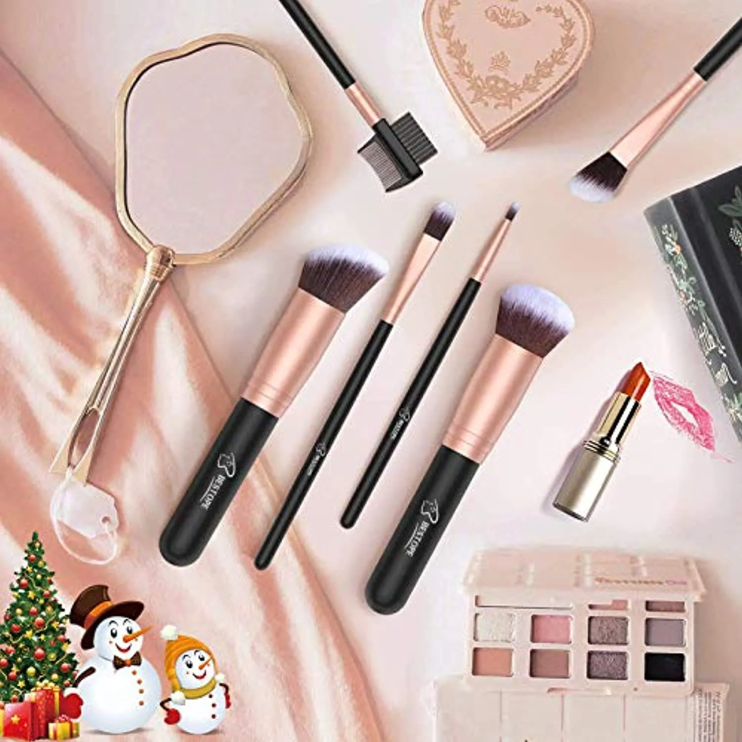 BESTOPE Makeup Brushes 16PCs Makeup Brushes Set with 4PCs Beauty Blender Sponge and 1 Brush Cleaner Premium Synthetic Foundation Brushes Blending Face Powder Eye Shadows Make Up Brushes Tool