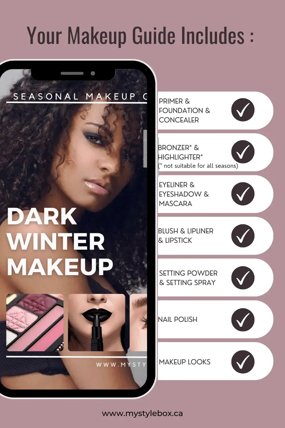 Dark Winter Digital Color Palette and Makeup Guide