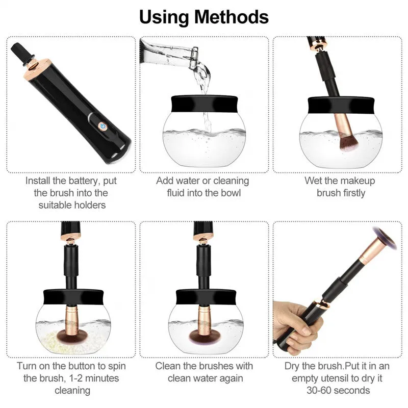 Electric Makeup Brush Cleaner and Dryer Kit with 8 Rubber Holders