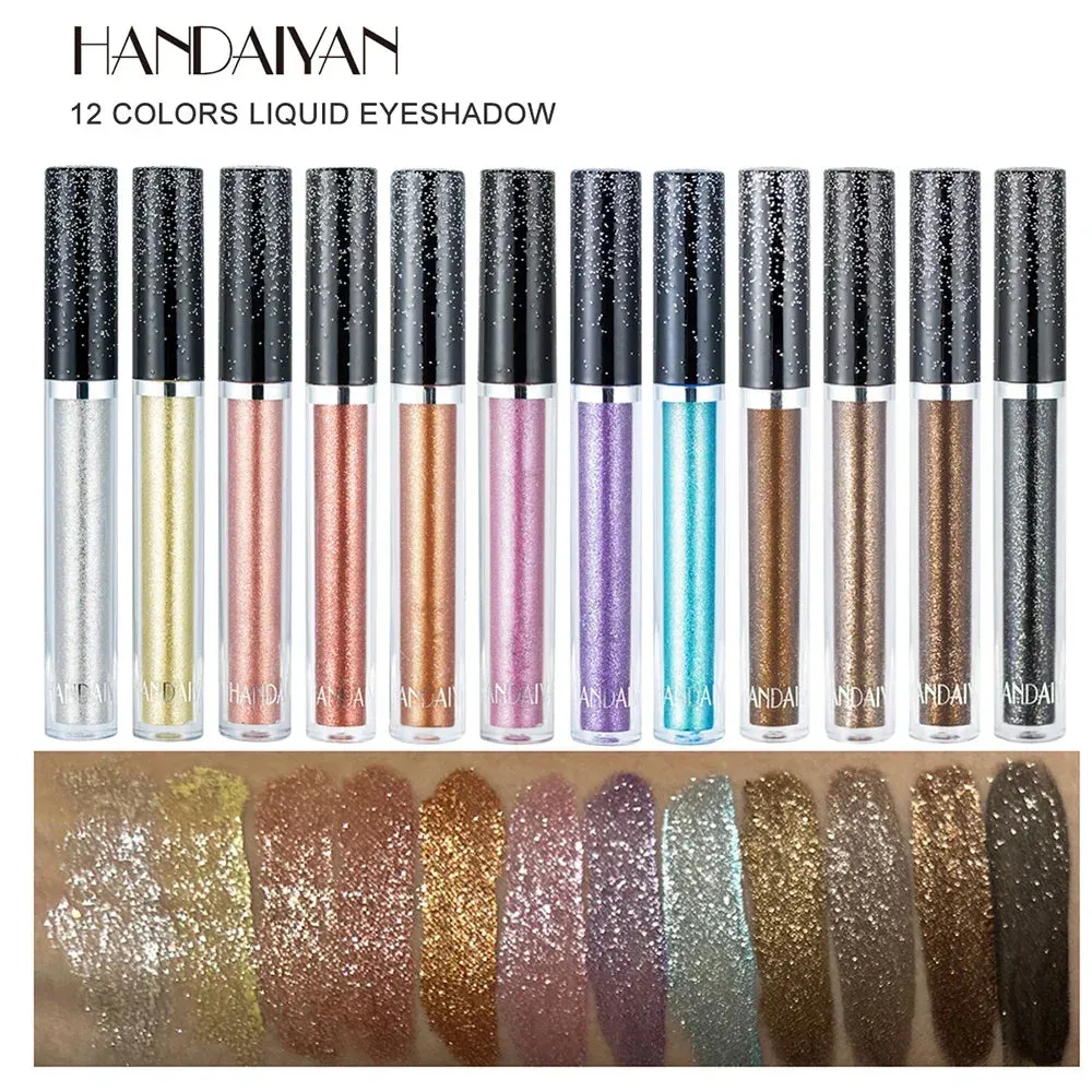 HANDAIYAN Liquid Eyeshadow Metallic Diamond Shiny Eye Liner Pen Giltter Eyeshadow Palette Lasting Shimmer Brighten Cosmetics