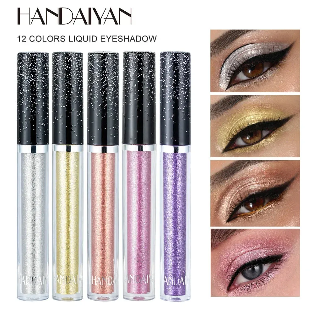 HANDAIYAN Liquid Eyeshadow Metallic Diamond Shiny Eye Liner Pen Giltter Eyeshadow Palette Lasting Shimmer Brighten Cosmetics