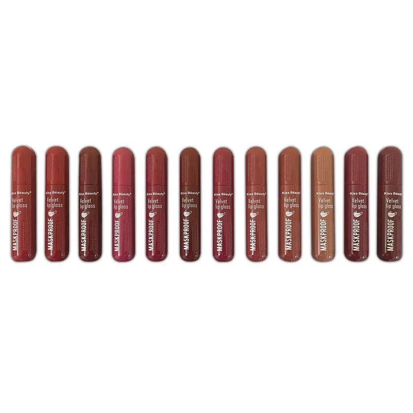 Kiss Beauty Velvet Lip Gloss Lipstick -12 Pcs