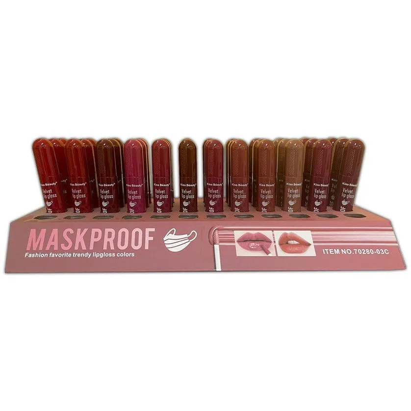 Kiss Beauty Velvet Lip Gloss Lipstick -12 Pcs