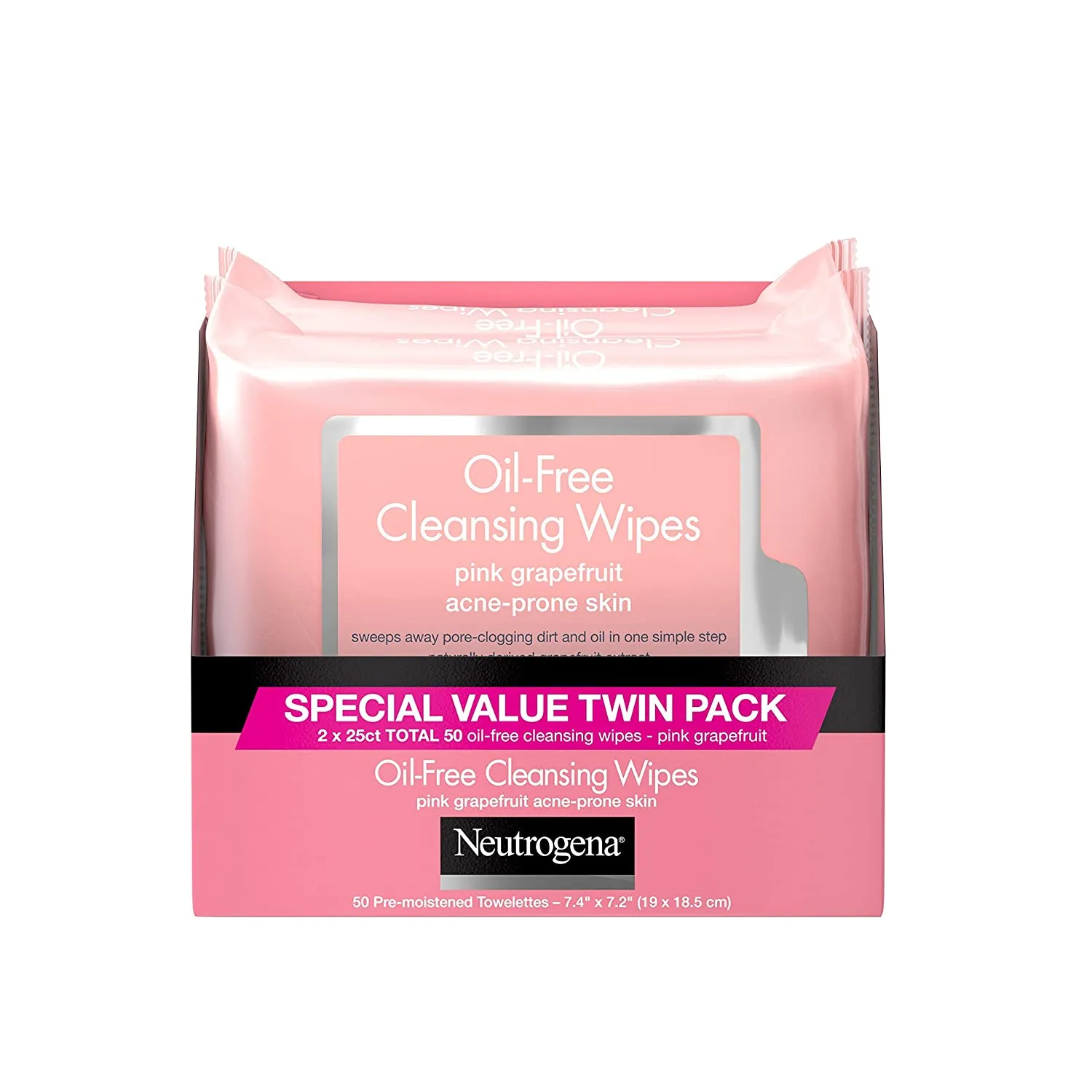 Neutrogena Makeup Remover Facial Cleansing Towelettes, Daily Face Wipes To Remove Dirt, Oil, Waterproof Mascara & Makeup Including Stubborn Halloween Makeup, Gentle, Alcohol-free, 25.0 count