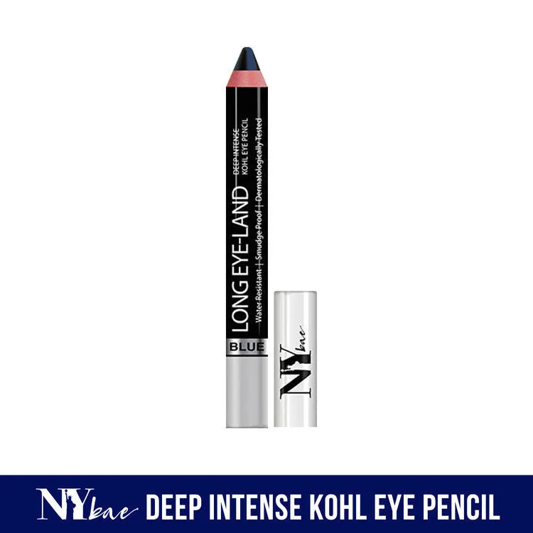 Ny Bae Long Eye-Land | Deep Intense Kajal | Eye Pencil | Shimmer Finish | High Pigmentation | Enriched with Vitamin E And Castor Oil - Blue