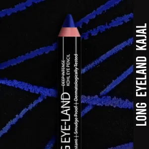 Ny Bae Long Eye-Land | Deep Intense Kajal | Eye Pencil | Shimmer Finish | High Pigmentation | Enriched with Vitamin E And Castor Oil - Blue