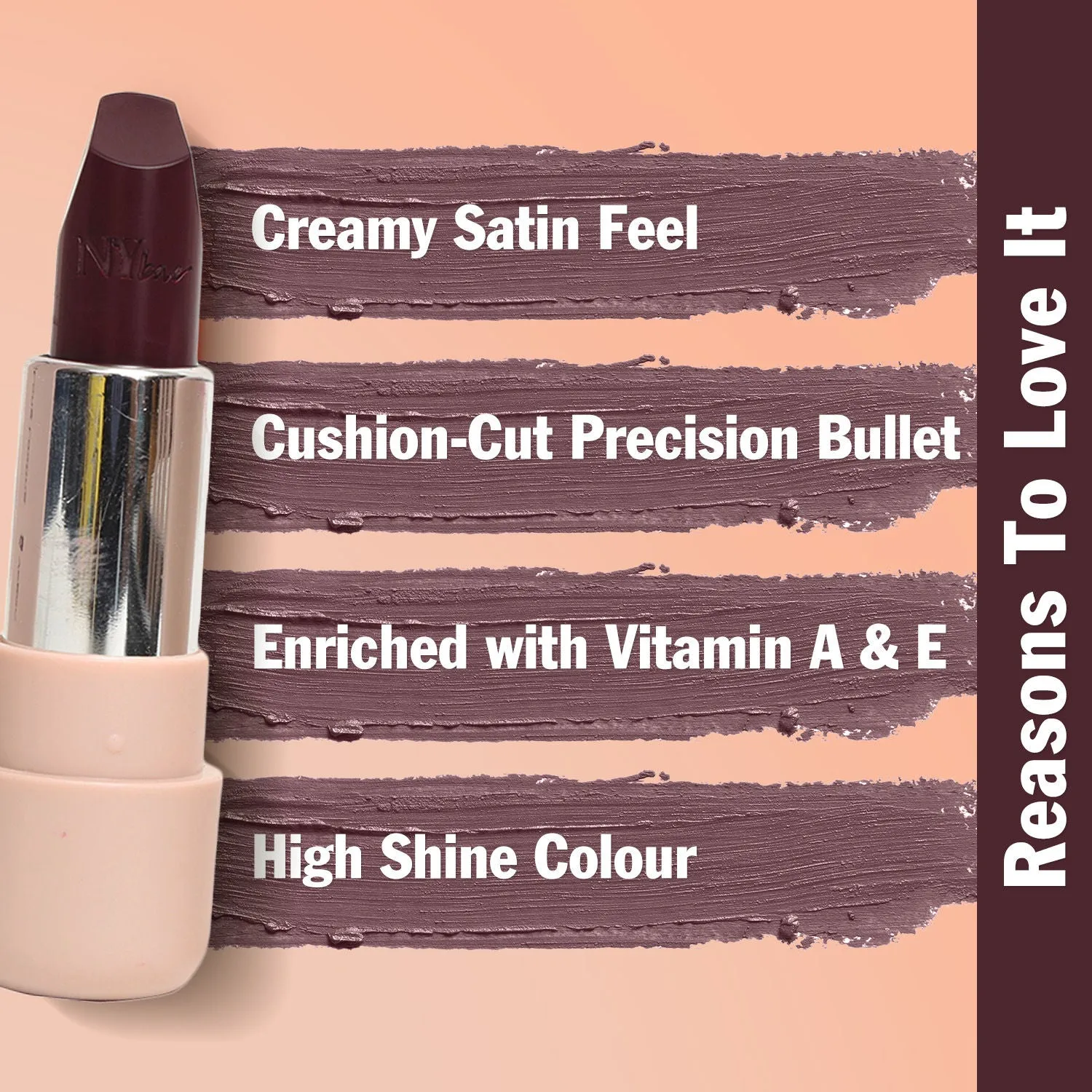NY Bae Satin Matte Lipstick - Win Wine 15 | Purple | Creamy Satin Finish | High Shine Colour | Hydrating | Long-Lasting | Weightless