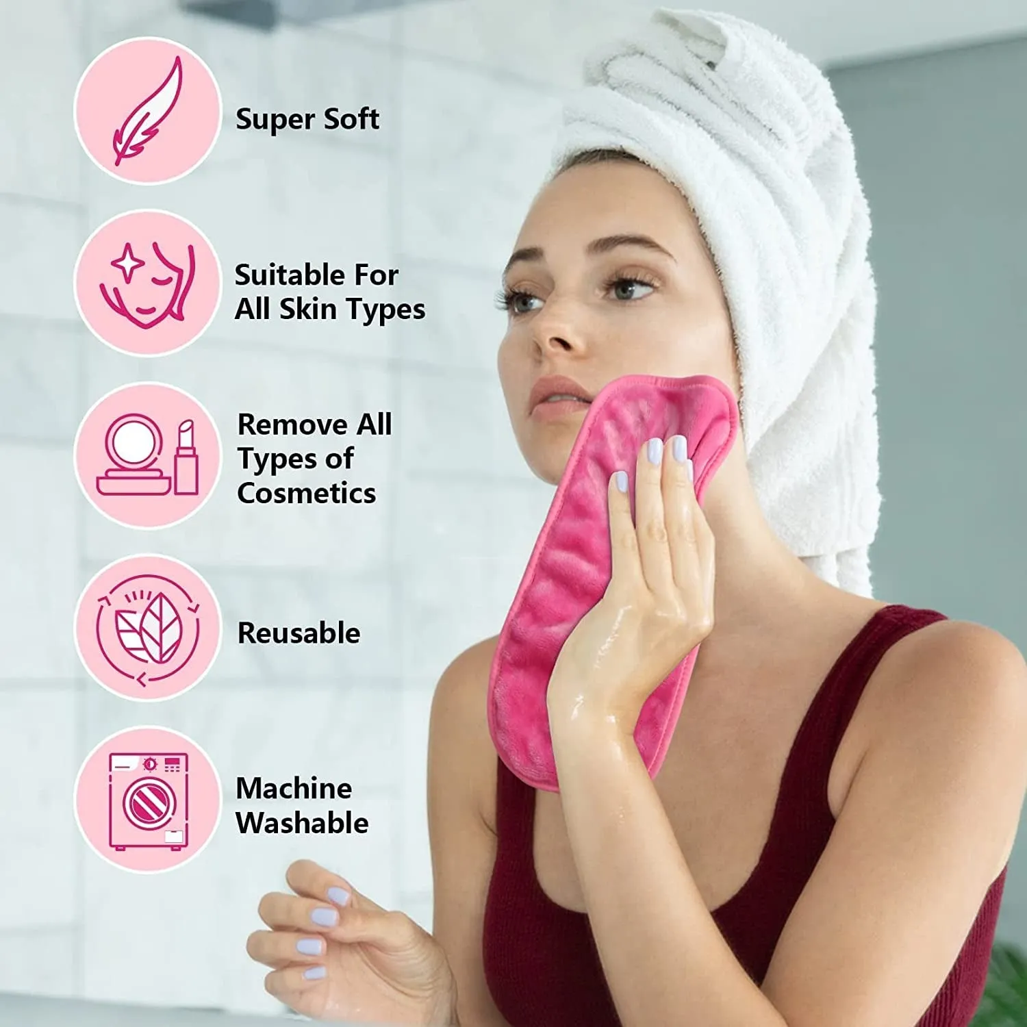 Pack of 4 Makeup Remover Cloths Pack of 4, Reusable Microfiber Facial Cleansing Cloths