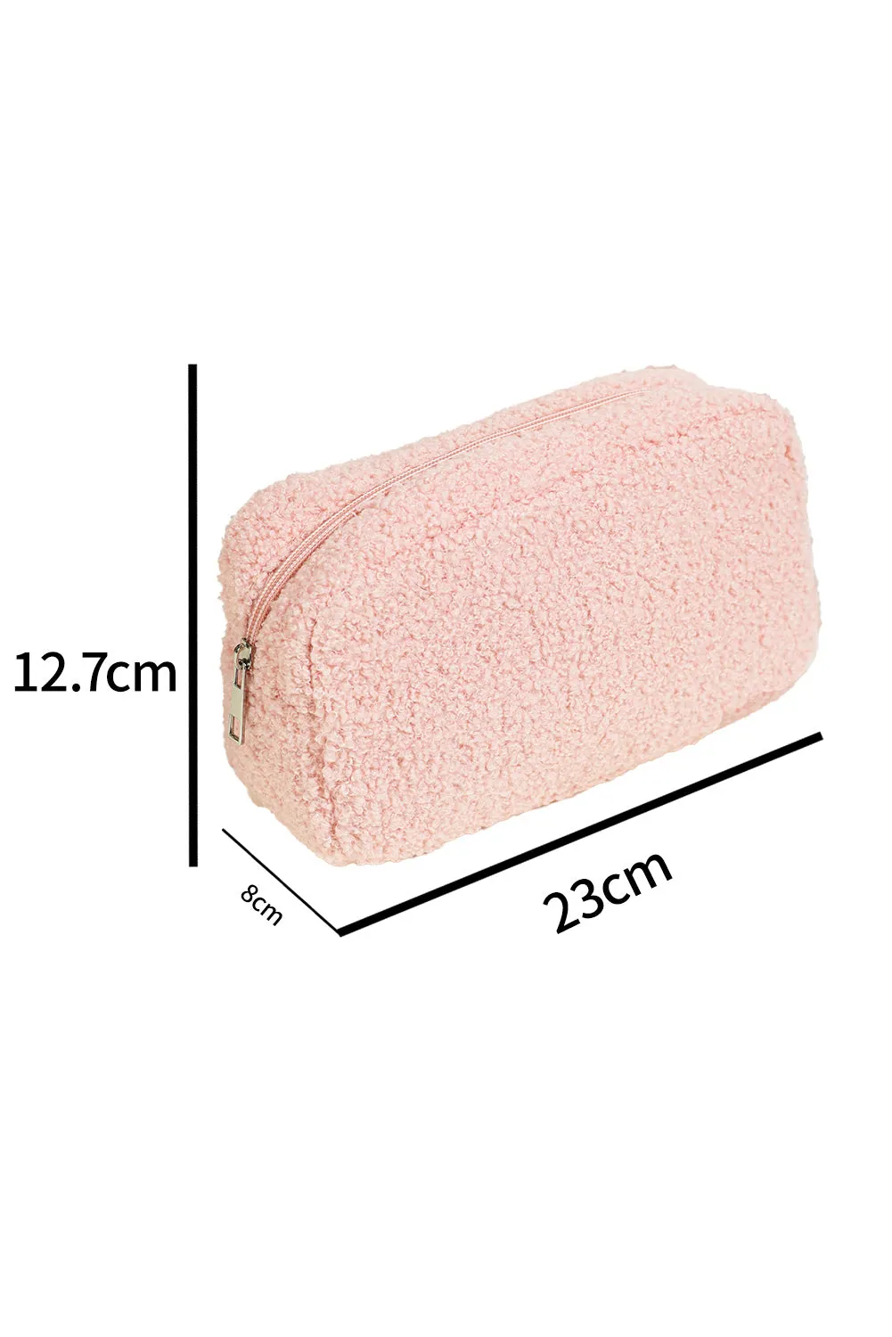 Pink Teddy Fleece Large Capacity Makeup Bag