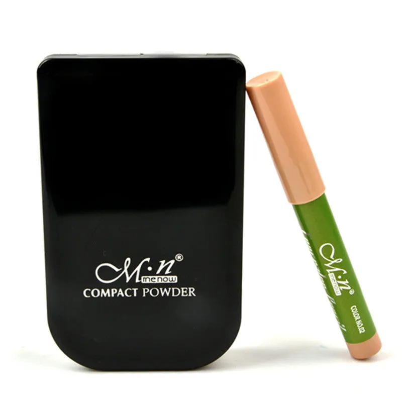 Rosalind Professional Face Makeup Pressed Powder with Concealer Pencil Compact Powder Brand M.N