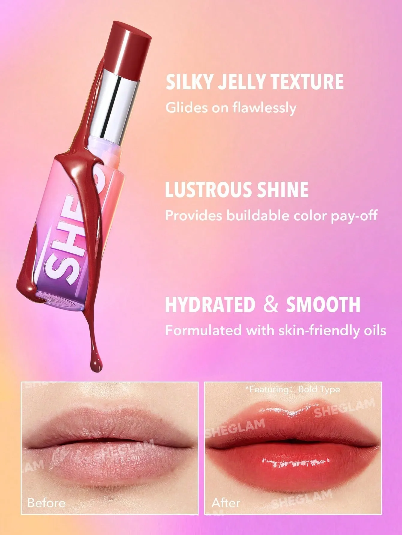 SHEGLAM Mirror Kiss High-Shine Lipstick-High Key