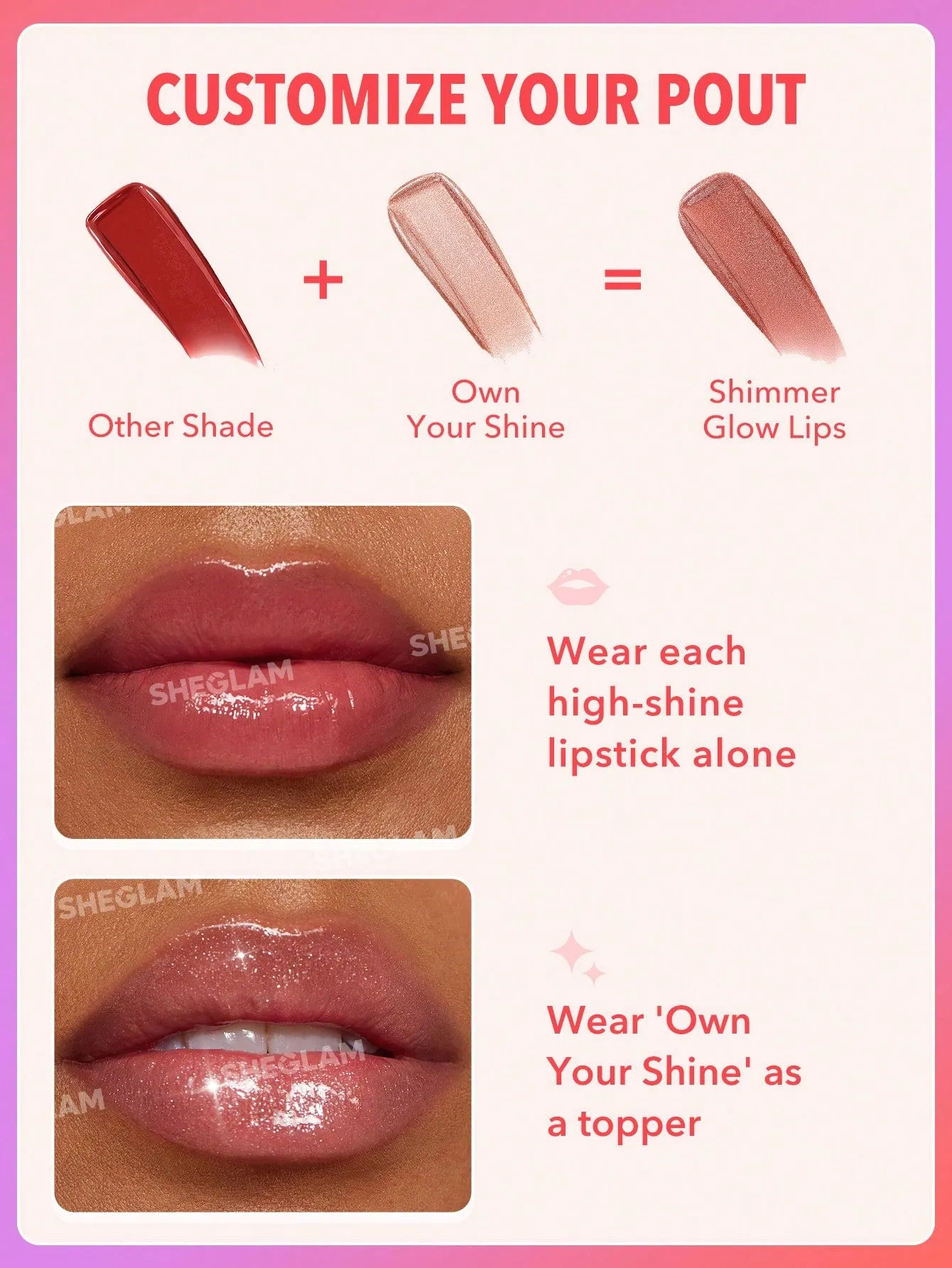 SHEGLAM Mirror Kiss High-Shine Lipstick-High Key