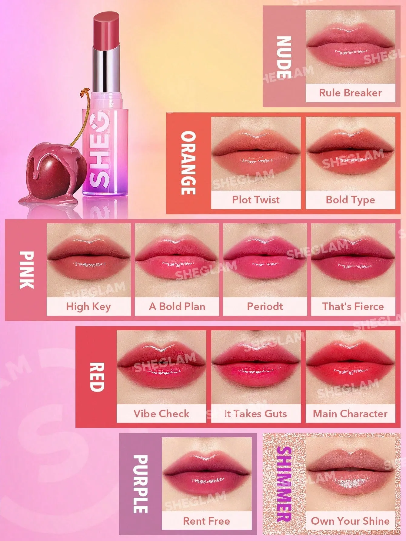 SHEGLAM Mirror Kiss High-Shine Lipstick-High Key